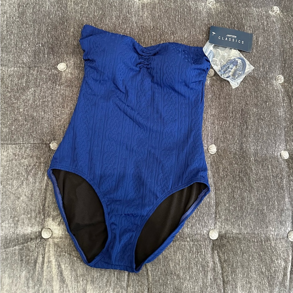 NWT summer beach vacation Jantzen Classics bandeau rope one piece swimsuit - Picture 3 of 11